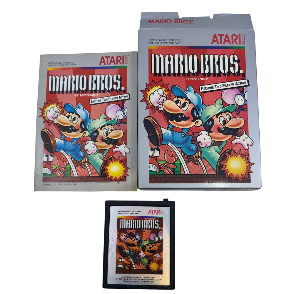 Mario Bros Atari 2600 Video Game Silver Box CIB Complete Nintendo 1983 2697